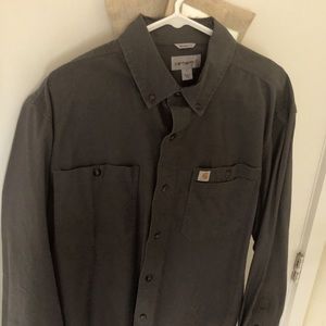 Mens L Carhartt LS Gray Casual Button Down